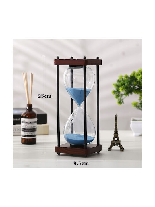 Office Hourglass Decoration from Wood 25x10x25cm in Blue color