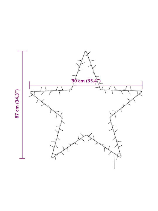 vidaXL Plastic Illuminated Christmas Decorative Pendant Star 87x90cm