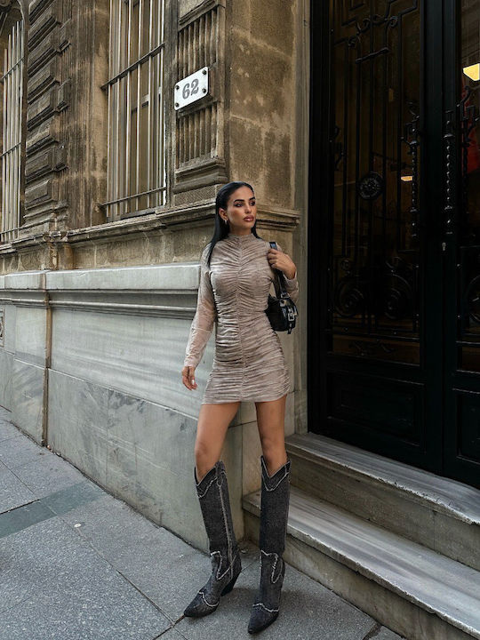 Mini Abendkleid Beige