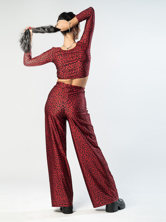 Women's Pantaloons in Regular Fit Leopard Red