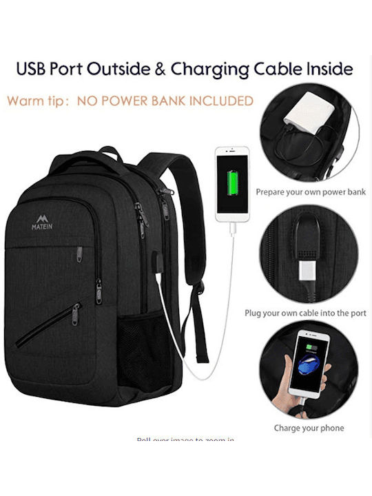 Matein Waterproof Backpack Backpack for 17.3" Laptop Black 1035(17,3)μαύρο