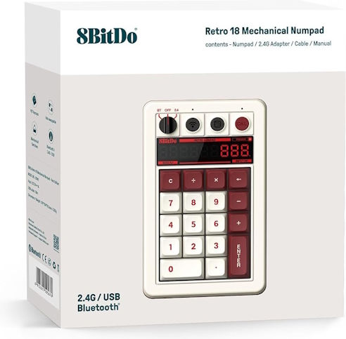 8Bitdo Retro 18 Ασύρματο Bluetooth Αριθμητικό Πληκτρολόγιο Fami Edition