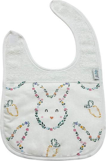Bunny Bebe Bib from 100% Cotton with Hoop & Loop Fastener White 3pcs