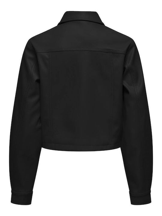 Only Jacket made of Leatherette BLACK