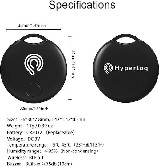 Hyperloq NeoTag Classic Apple Find My Black