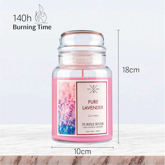 Purple River Lumânare Aromatică Din Soia În Borcan Cu Miros De Lavandă 623gr