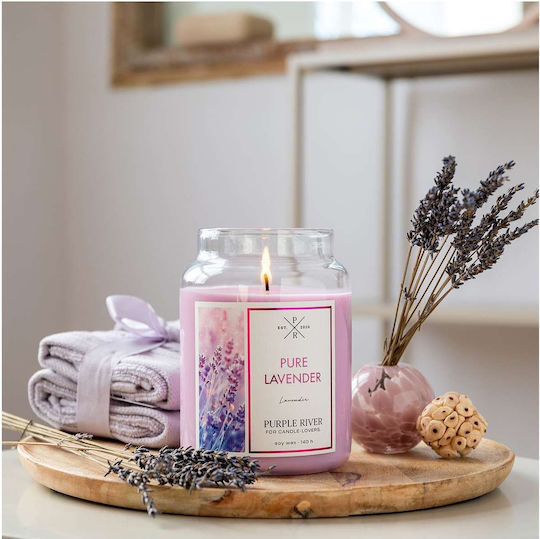 Purple River Lumânare Aromatică Din Soia În Borcan Cu Miros De Lavandă 623gr