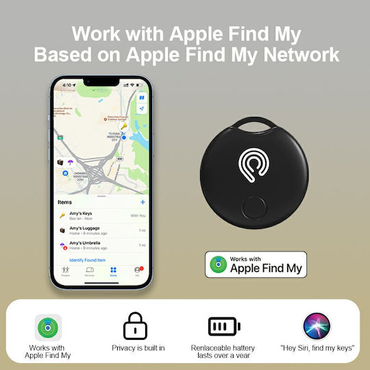 Hyperloq NeoTag Classic Apple Find My Black