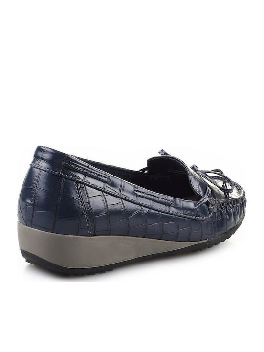 Leather Women's Moccasins in Blue Color
