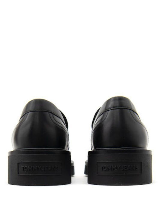 Leder Damen Loafers in Schwarz Farbe