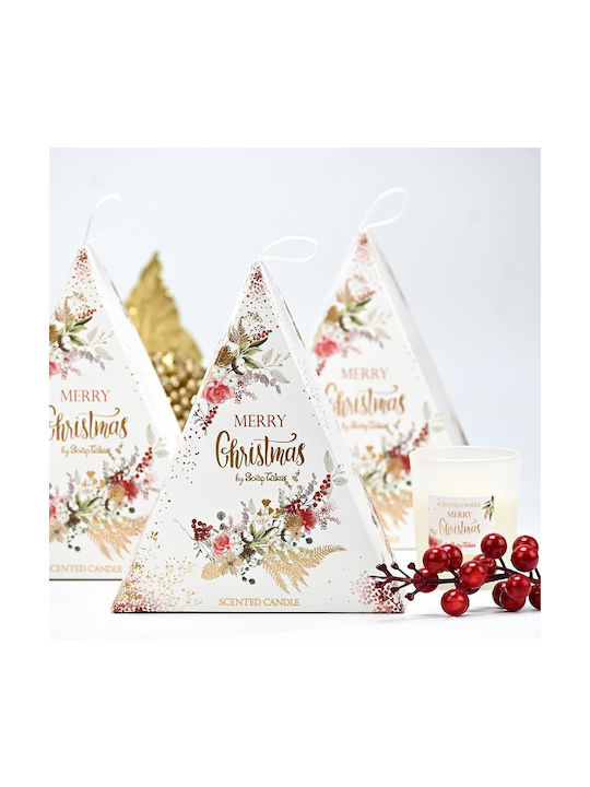 Christmas Triangle Candle Berries Flowers 60g St00861