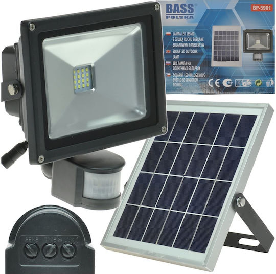 Led Projector Solar Panel Bass Bs-5901 Power 20w 6400k 2000lm Ip44 Sensor Battery