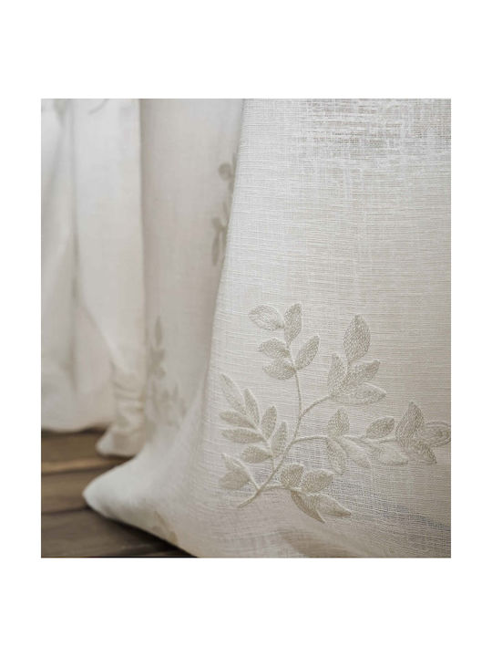 Gofis Home Curtain with Pencil Pleat Leaf White 140x280cm