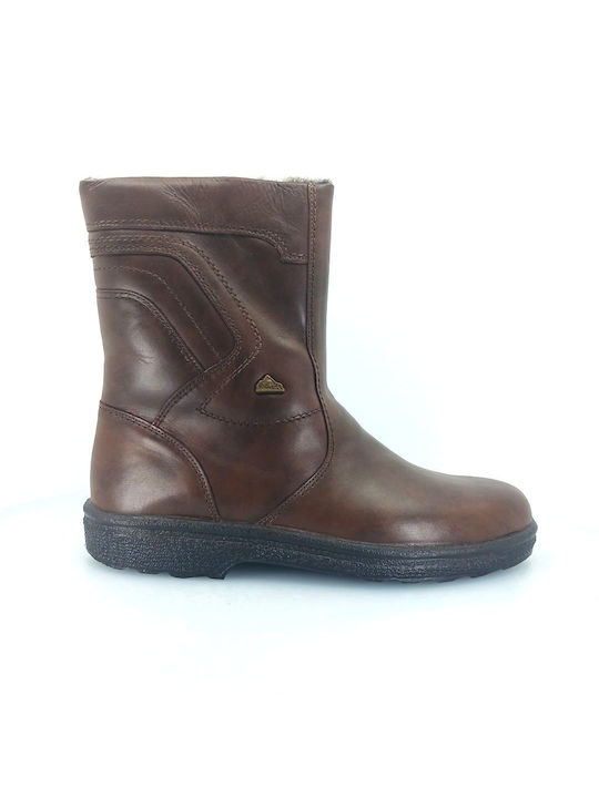 Boxer Leather Brown Men's Boots with Zipper