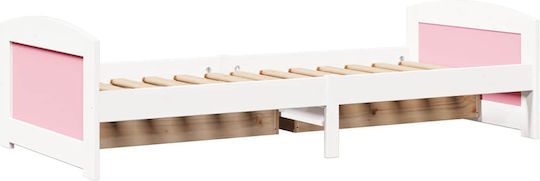IRUN Pat pentru Copii Single cu Spațiu de Depozitare Alb pentru Saltea 90x200cm