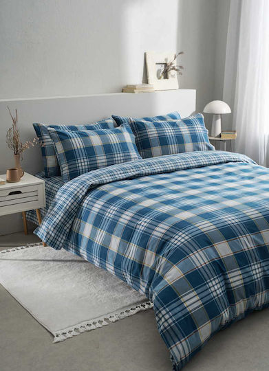 Vesta Home Oslo 2 Bed Sheets Super-Double Flannel 240x270cm Blue 4 Pieces