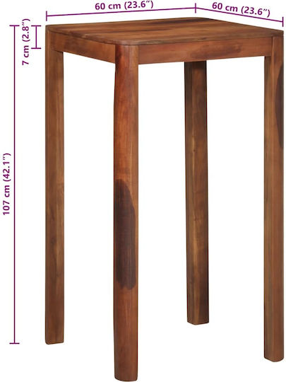 Square Table Bar from Solid Wood Coffee 60x60x107cm