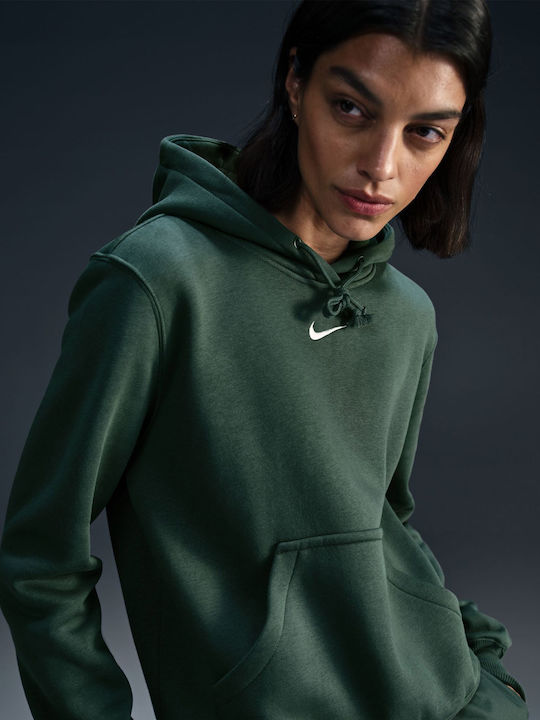 Long Women's Sweatshirt Hooded Vintage Green / Sail