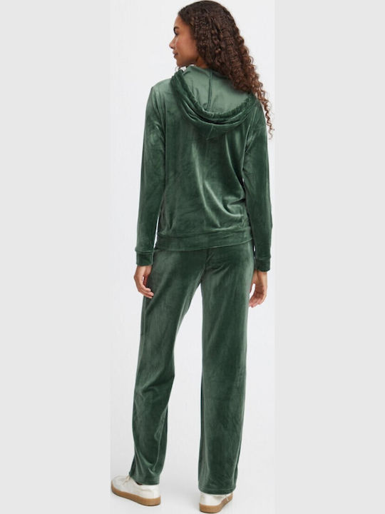 Set Damen Jogginghosen Samt Grün