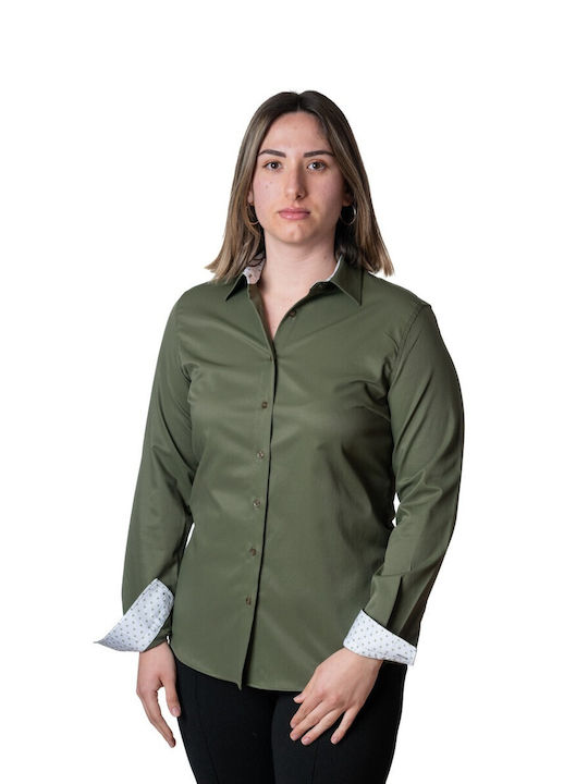 Λαίδης Langärmelig Damen Hemd Green