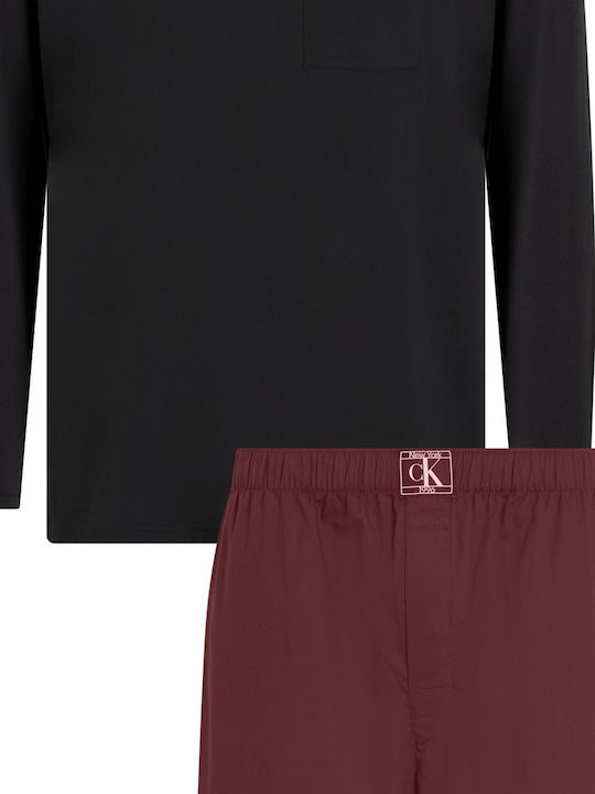 Calvin Klein Winter Herren-Robe Black, Burgundy Calvin Klein Winter Herren-Robe Black, Burgundy