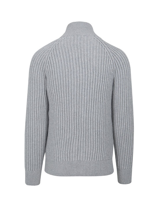 Hugo Boss Men's Knitted Cardigan with Zipper Light Gray