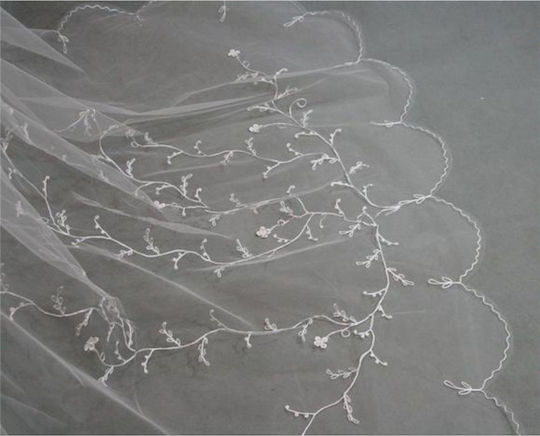 Bridal Veil 2 Layers Cathedral Veil Trailing Bride Wedding Ivory Alicia