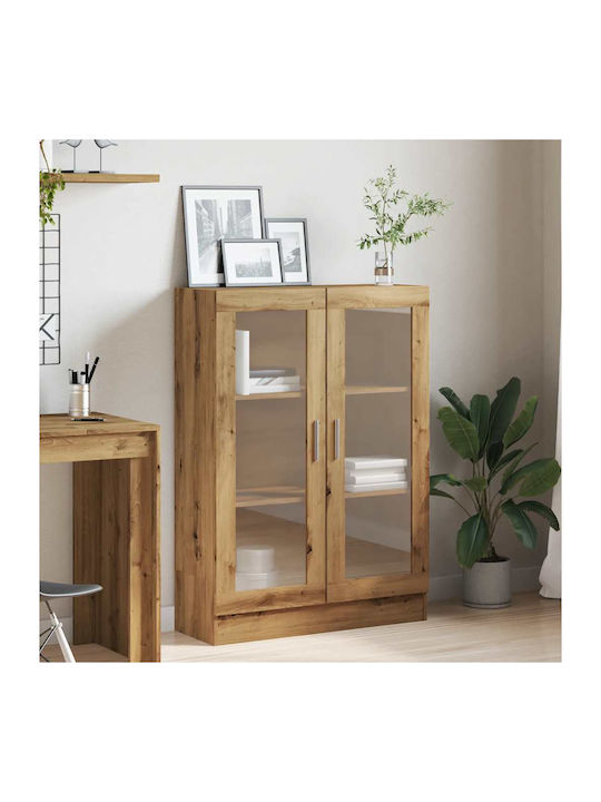 Висулка Витрина за хол от ПДЧ със Стъкло Кафяв 82.5x30.5x115см