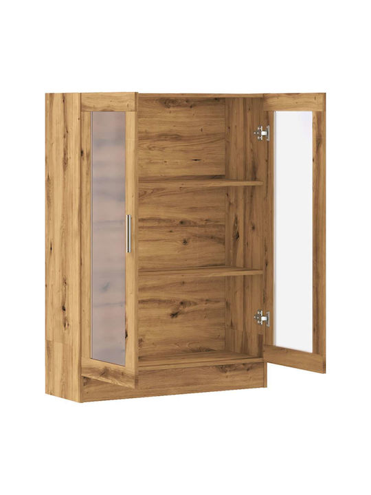 Висулка Витрина за хол от ПДЧ със Стъкло Кафяв 82.5x30.5x115см