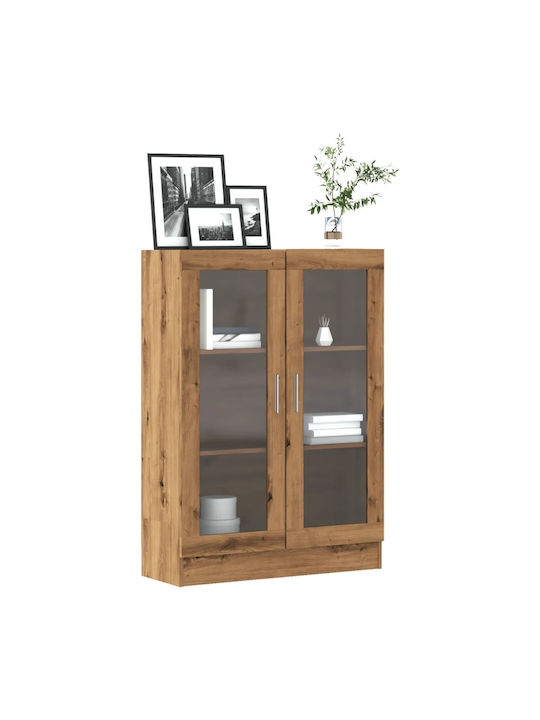 Висулка Витрина за хол от ПДЧ със Стъкло Кафяв 82.5x30.5x115см