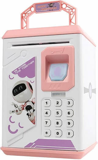 Elektronischer Kinder Spardose Plastik Rosa 19x13x13cm