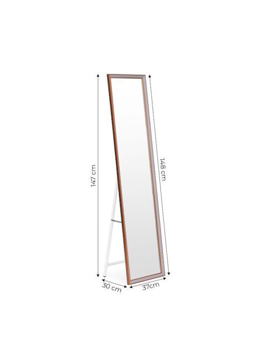 Modernhome Καθρέπτης με Καφέ Ξύλινο Πλαίσιο 148x37cm