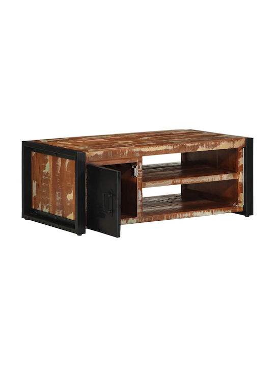 Rectangular Central Coffee Table Made of Solid Wood Multicolour M90xL50xH36cm