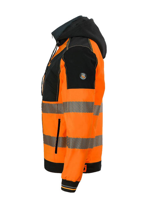Stenso Revolt HV 4stretch Work Jacket Reflective with Detachable Hood Orange