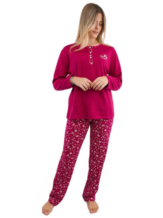 Lydia Creations Winter Women's Pyjama Set Bordeaux