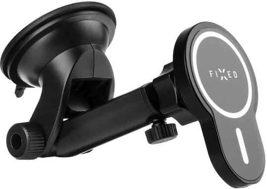 Fixed Car Mobile Mount with Adjustable Hooks and Wireless Charging MagSafe Black