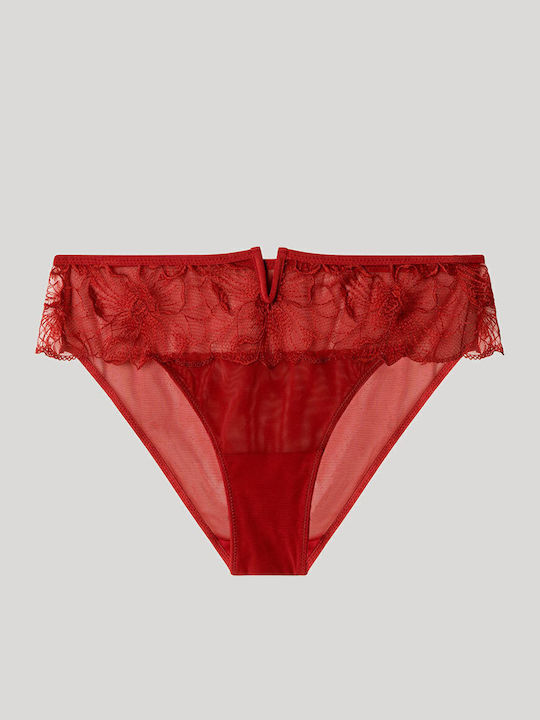 Дамско Слип с дантела Dark Red