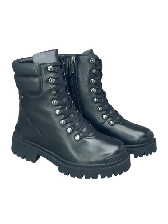 Leder Damen Knöchelstiefel Schwarz