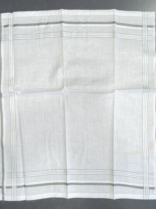 Attica Μαντήλι Ανδρών 100% Cotton Art.at-44 Λευκο-καρω