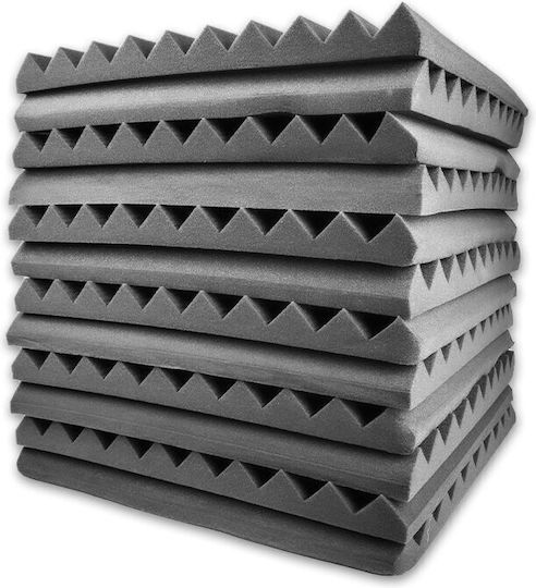 DNA Inc 12 Audio Treatment Panels (12 Pieces) Wedge Design 50cm x 50cm x 50mm Gray Color