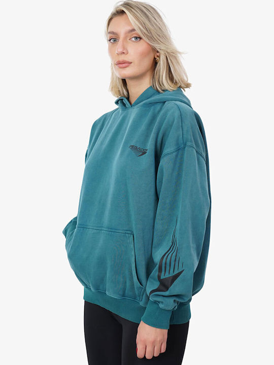 Long Women's Sweatshirt Hooded Turquoise