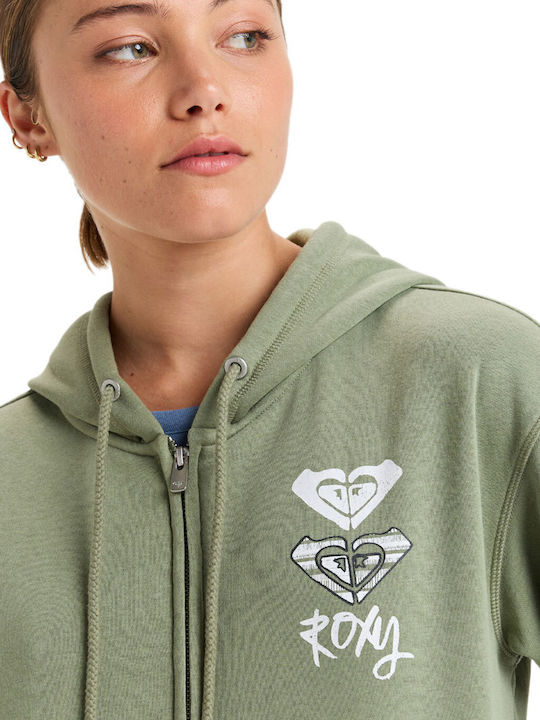 Surf Stoked Women's Sweatshirt Jacket Hooded Oil Green