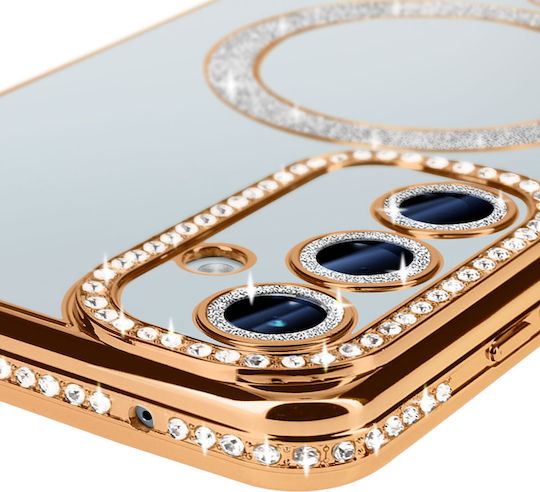Avizar Diamond Case Samsung Galaxy A55 Magsafe Around Strass Gold