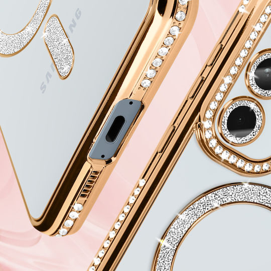 Avizar Diamond Case Samsung Galaxy A55 Magsafe Around Strass Gold