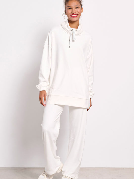 Long Women's Sweatshirt Ecru