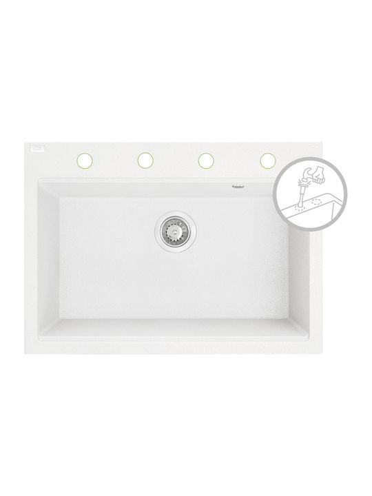 Laveo Drop-In Sink Synthetic Granite W70xD50cm White