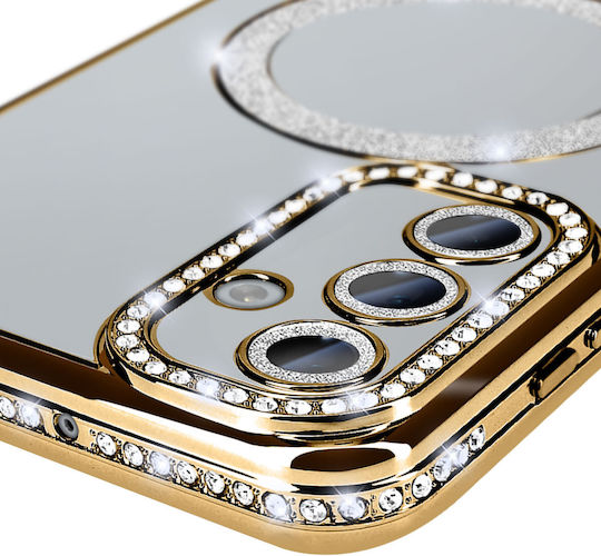 Avizar Diamond Case Samsung Galaxy A15 Magsafe Around Strass Gold