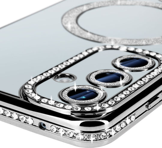 Avizar Diamond Case Samsung Galaxy A35 Magsafe Around Strass Silver