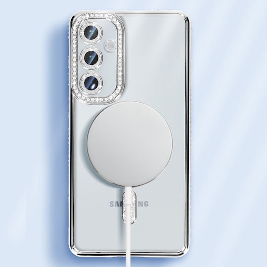 Avizar Diamond Case Samsung Galaxy A55 Magsafe Around Strass Silver