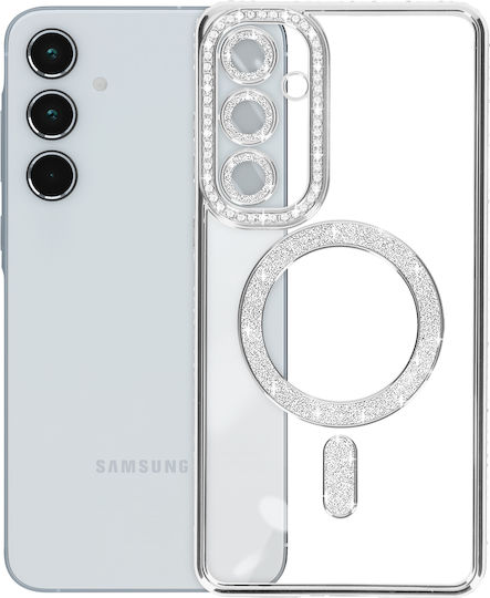Avizar Diamond Case Samsung Galaxy A35 Magsafe Around Strass Silver